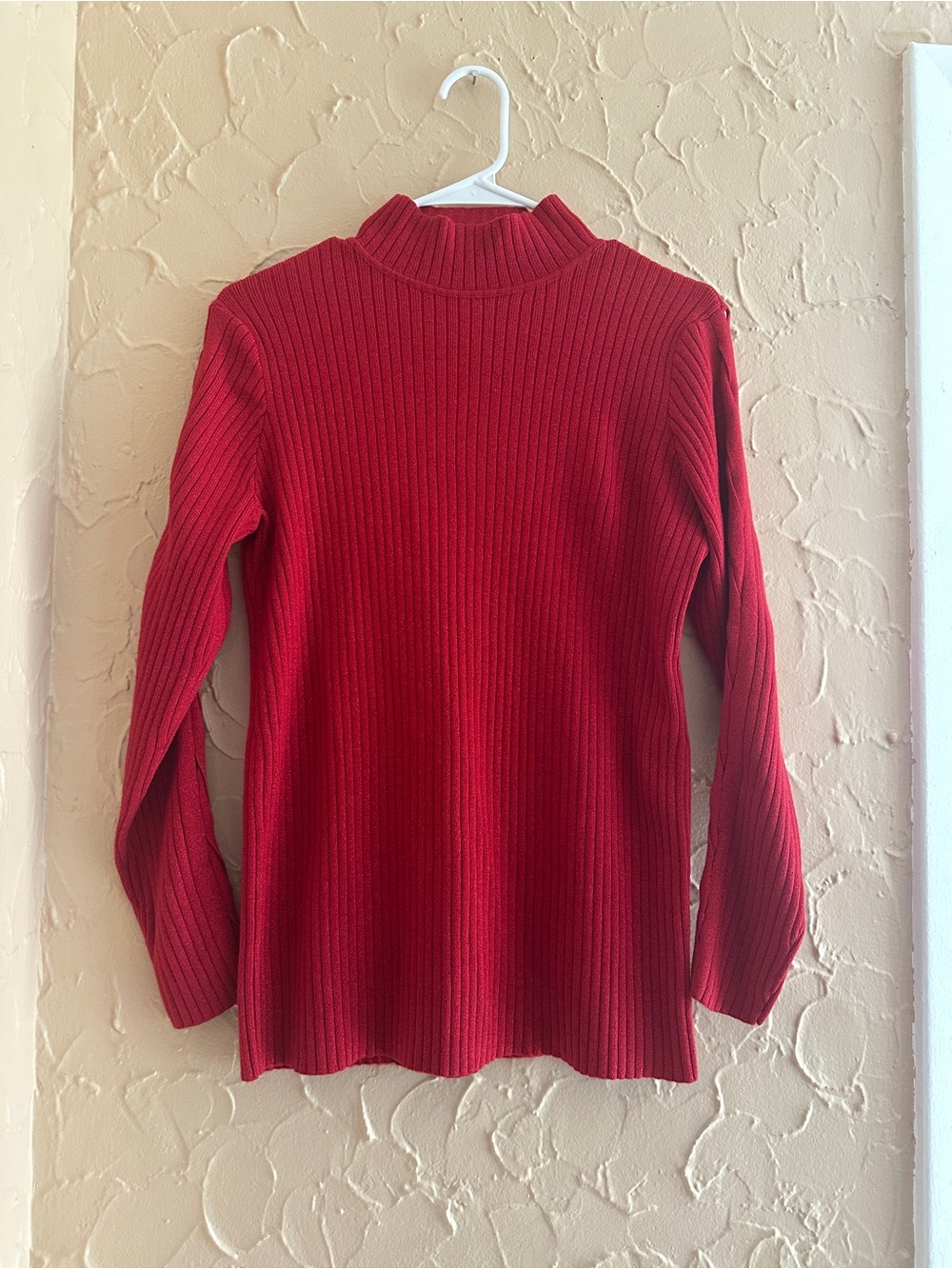 Reba Ribbed Mock Neck Long Sleeve Top - Red